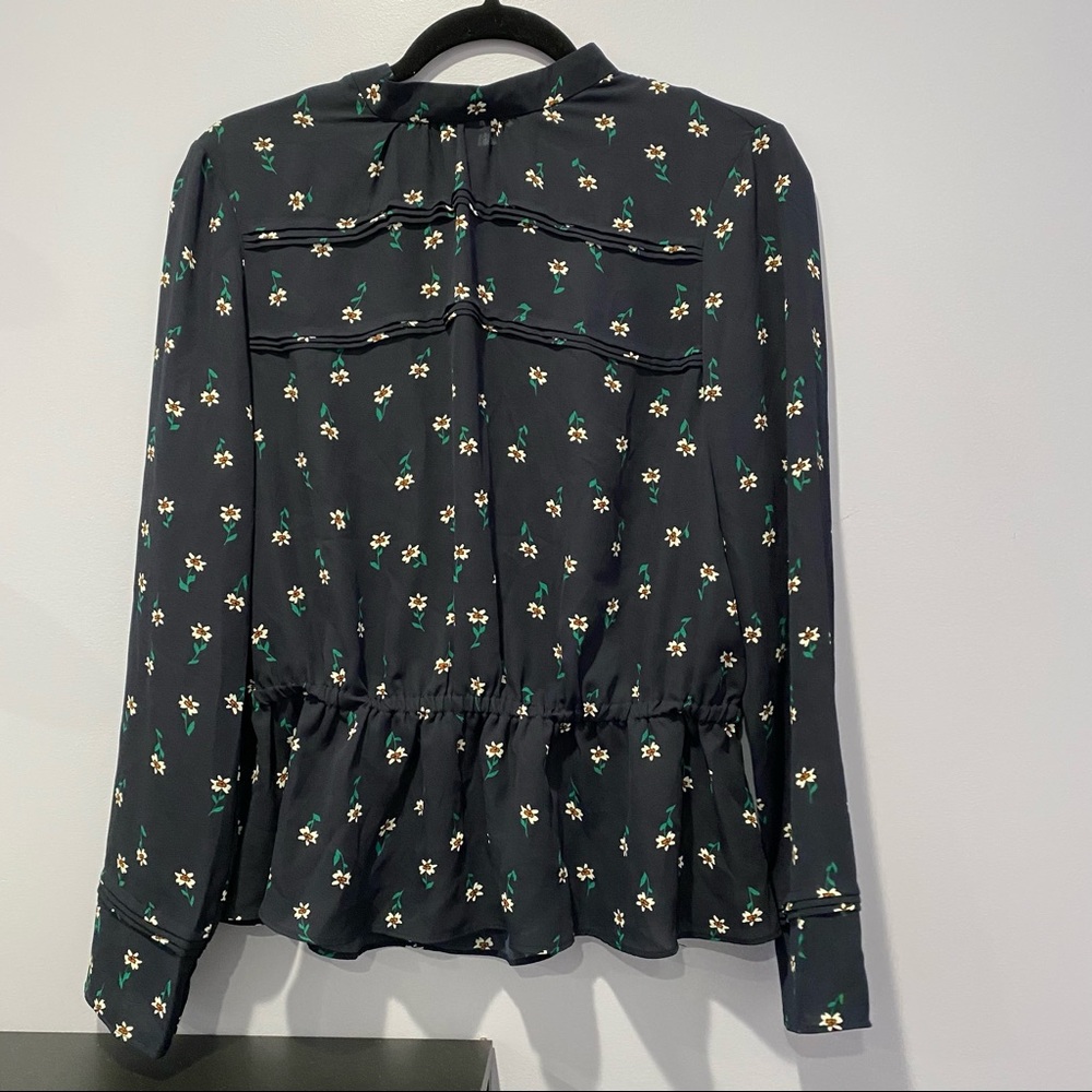 Navy Blue Blouse with flowers